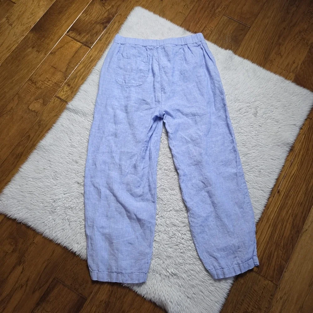 Quince 100% European Linen Pants Women's Medium Blue Straight Leg Pockets